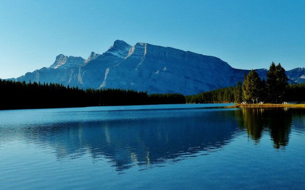 Earth Lake Lakes Banff National Park Alberta Canada Mountain Forest Nature Reflection HD Wallpaper | Background Image