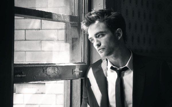 Celebrity Robert Pattinson Actor English Suit Black & White Window HD Wallpaper | Background Image