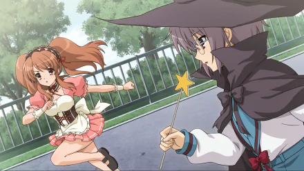 Mikuru Asahina Yuki Nagato Anime The Melancholy of Haruhi Suzumiya HD Desktop Wallpaper | Background Image
