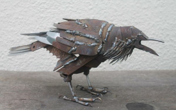 Man Made Sculpture Scrap Metal Art Bird Crow HD Wallpaper | Background Image