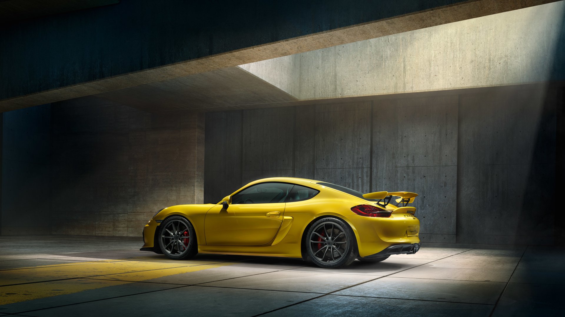 Download Yellow Car Porsche Porsche Cayman Vehicle Porsche Cayman GT4 HD Wallpaper