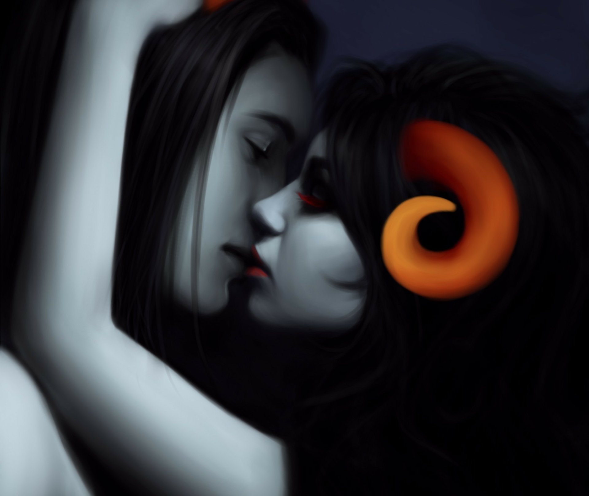 Download Couple Kiss Horns Demon Fantasy Love  HD Wallpaper