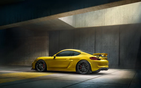 yellow car Porsche Porsche Cayman vehicle Porsche Cayman GT4 HD Desktop Wallpaper | Background Image