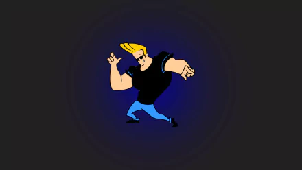 HD desktop wallpaper featuring the animated character Johnny Bravo striking a pose against a dark background.