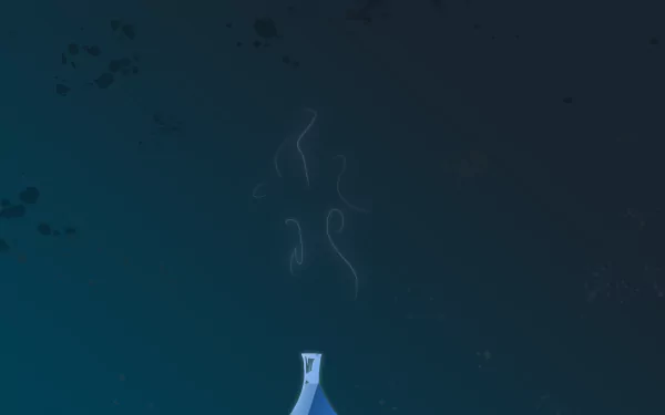 Abstract artistic fantasy: lone mage in a blue cloak at the bottom, light wisps rising into a deep teal void — 4K Ultra HD PC desktop wallpaper/background.