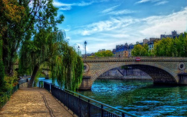 Man Made Bridge Bridges Canal Tree Fence HDR HD Wallpaper | Background Image