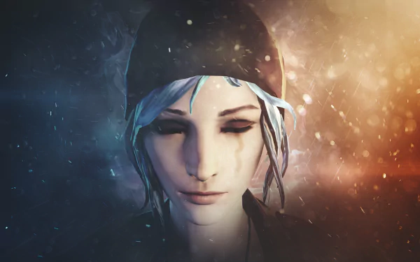 Chloe Price from the video game Life Is Strange, depicted against a vibrant backdrop. This HD desktop wallpaper captures her introspective moment amidst swirling colors.