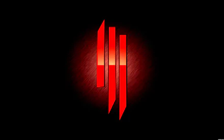 A bold, abstract design featuring red geometric shapes against a black background, capturing the essence of Skrillex and making a striking HD desktop wallpaper.