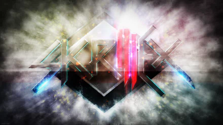 A vibrant HD desktop wallpaper featuring the iconic Skrillex logo, surrounded by dynamic lighting and abstract effects, capturing the essence of electronic music.