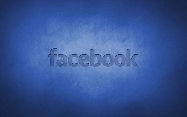 HD desktop wallpaper featuring a textured blue background with the Facebook logo centered.