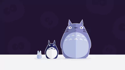 HD desktop wallpaper featuring Totoro and Mini Totoro from My Neighbor Totoro against a dark background.