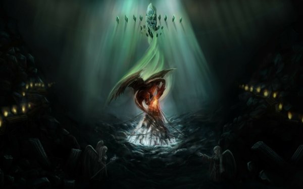 Fantasy Dragon Angel Statue Dark HD Wallpaper | Background Image