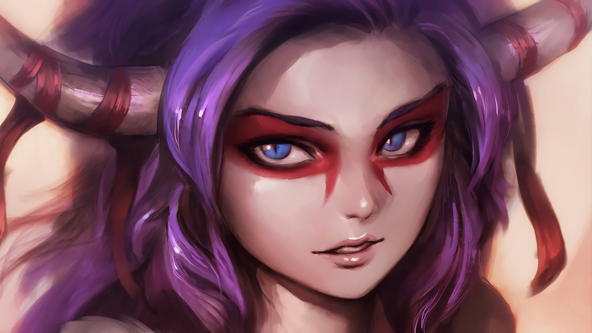 A vibrant HD wallpaper featuring Shyvana from League of Legends, showcasing her striking features and fierce expression, set against a backdrop inspired by Demacia.