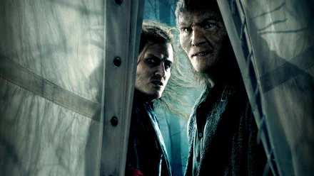 HD PC wallpaper featuring Fenrir Greyback from the movie Harry Potter and the Deathly Hallows: Part 1, captured in a dark, intense scene.