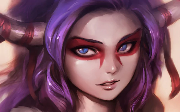 A vibrant HD wallpaper featuring Shyvana from League of Legends, showcasing her striking features and fierce expression, set against a backdrop inspired by Demacia.