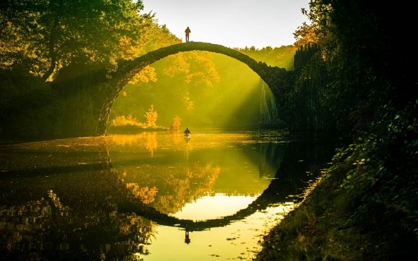Man Made Devil's Bridge Bridge Germany Reflection River HD Wallpaper | Background Image