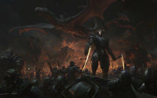 Dark Warrior Sword Orc Armor Creature Army Dragon HD Wallpaper | Background Image