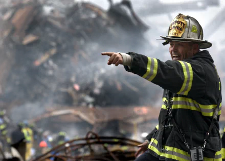  Deputy chief of the F.D.N.Y. among the rubble of the 9/11 disaster in New York City september 11
