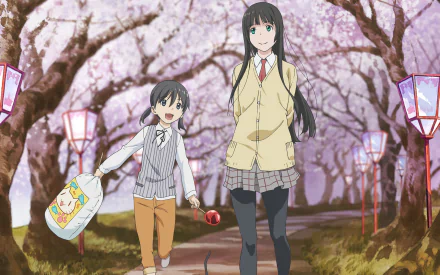 Chinatsu Kuramoto Makoto Kowata Anime Flying Witch HD Desktop Wallpaper | Background Image