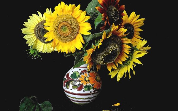 Man Made Flower Still Life Sunflower Vase Yellow Flower HD Wallpaper | Background Image