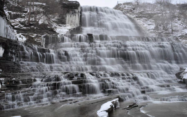 Black & White Canada waterfall nature Albion Falls HD Desktop Wallpaper | Background Image