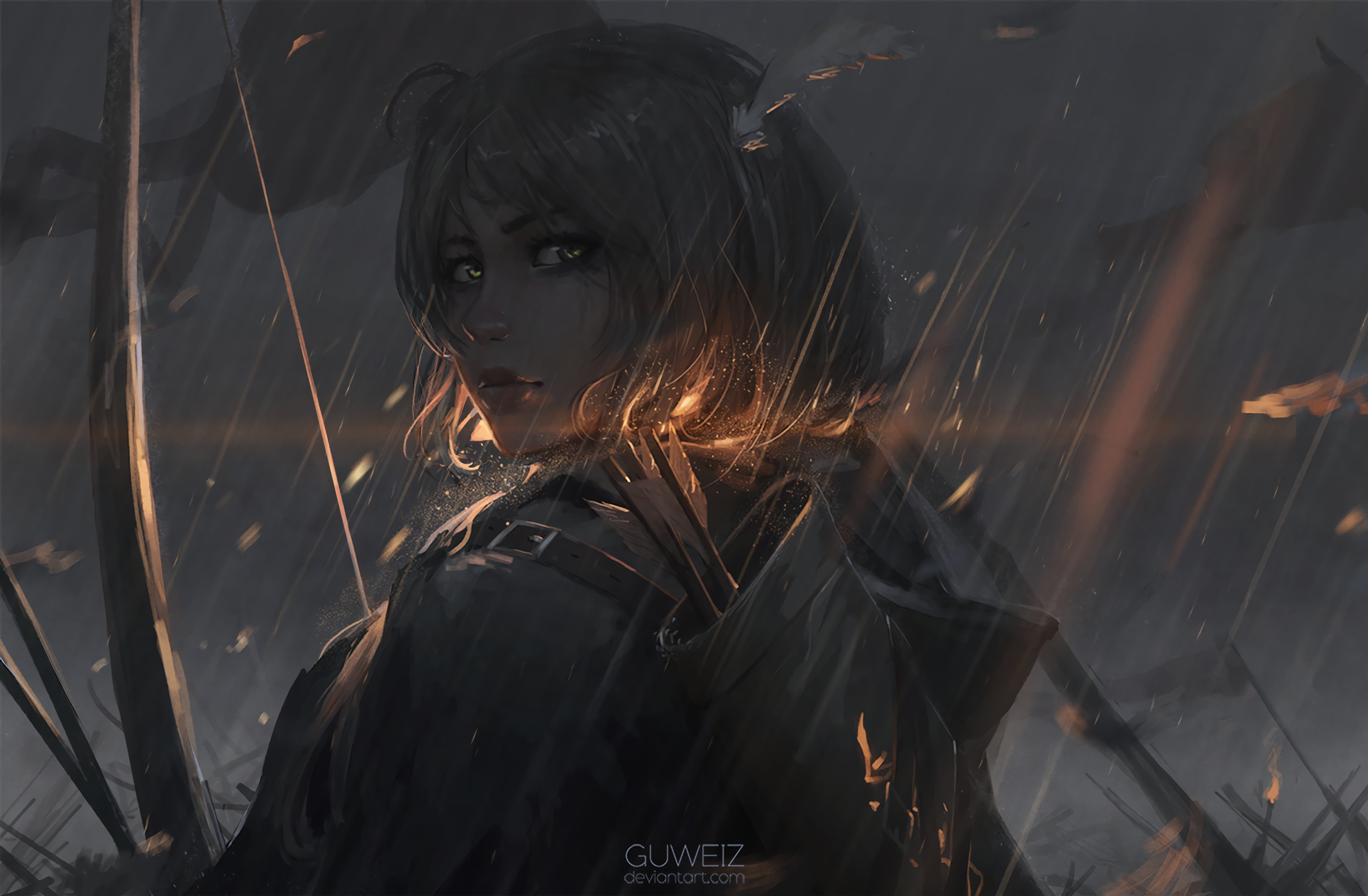 Fantasy Warrior in Rain: HD Wallpaper by GUWEIZ