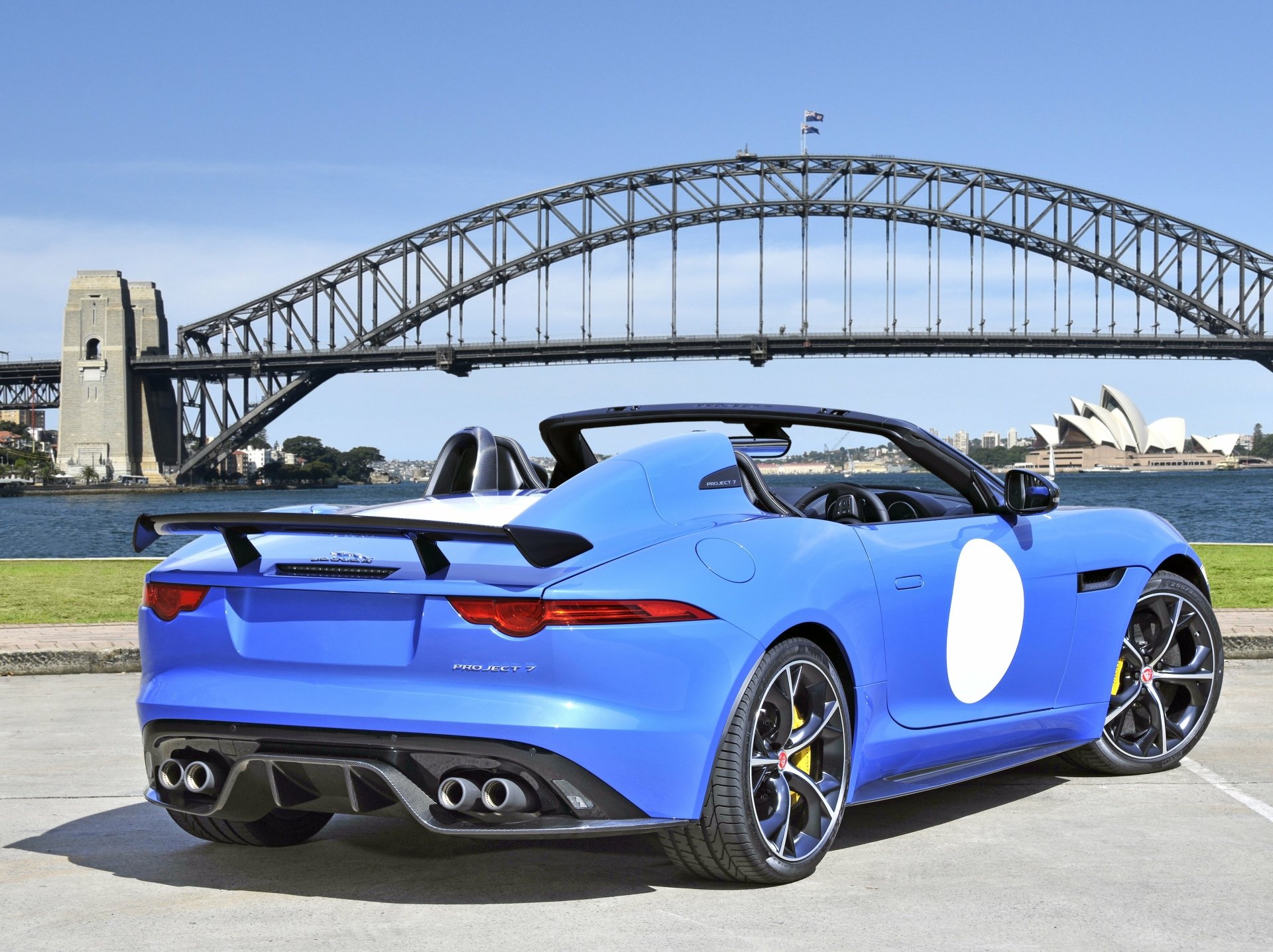 Download Sydney Opera House Australia Sydney Sydney Harbour Bridge Jaguar (Car) Vehicle Jaguar F-Type HD Wallpaper