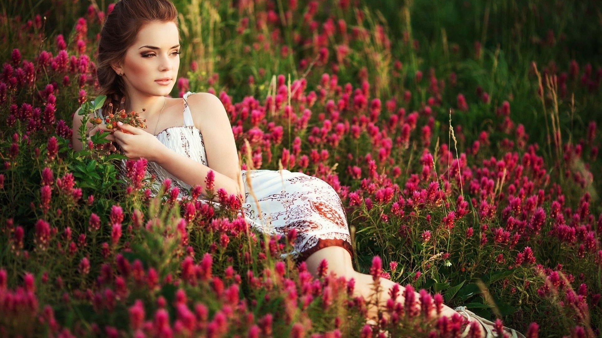 Girl In Flower Field