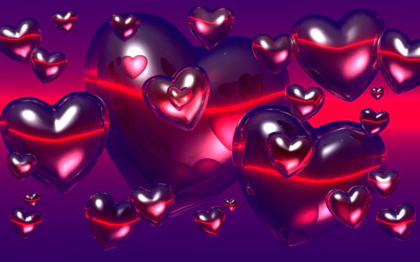 HD desktop wallpaper featuring floating red hearts symbolizing love and the holiday spirit of Valentine's Day.