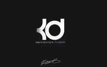 HD desktop wallpaper featuring Kevin Durant's logo and signature on a sleek black background.