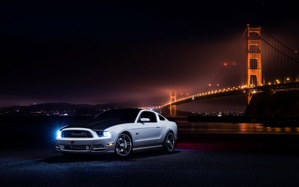 Vehicles Ford Mustang Ford Silver Car Bridge Golden Gate HD Wallpaper | Background Image