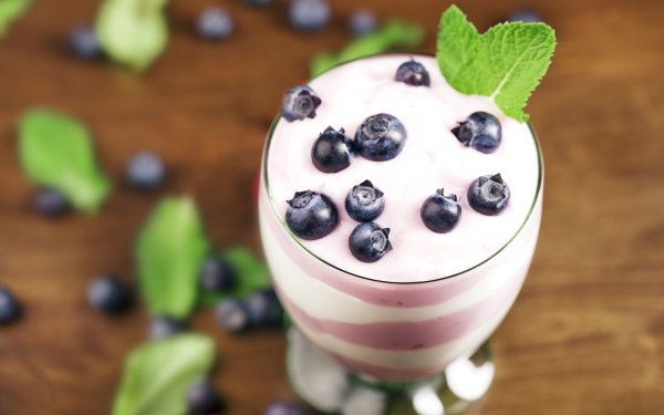 Food Yogurt Dessert Blueberry Berry Glass Blur HD Wallpaper | Background Image