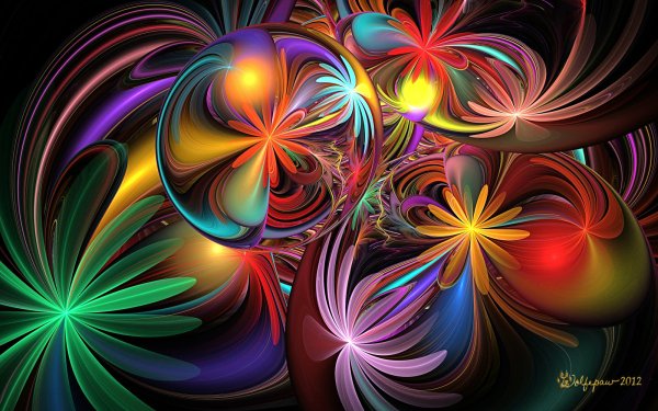 Artistic Flower Flowers Fractal Colors Colorful HD Wallpaper | Background Image