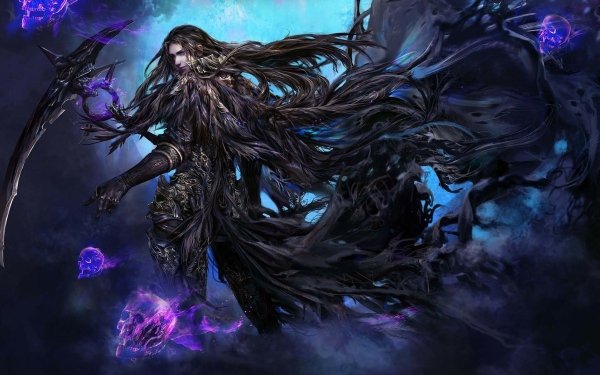 Fantasy Warrior Scythe Skull HD Wallpaper | Background Image
