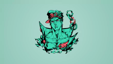 High-definition anime wallpaper featuring a character from Jojo's Bizarre Adventure, showcasing vibrant colors and dynamic design elements against a subtle green background.