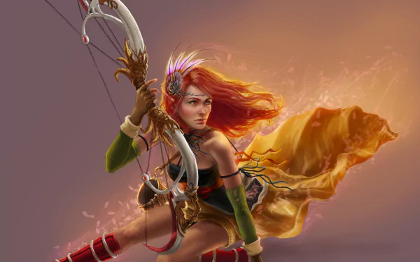 bow redhead fantasy archer Arrow HD Desktop Wallpaper | Background Image