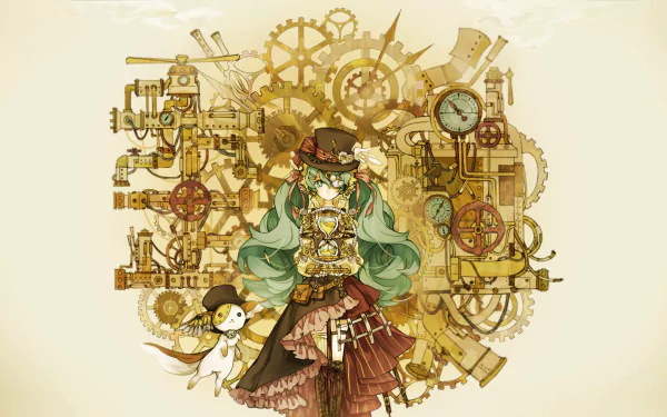 hourglass Hatsune Miku gear Anime Vocaloid HD Desktop Wallpaper | Background Image