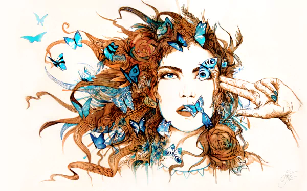  Girl with Butterflies in her Hair by Maryna Babych