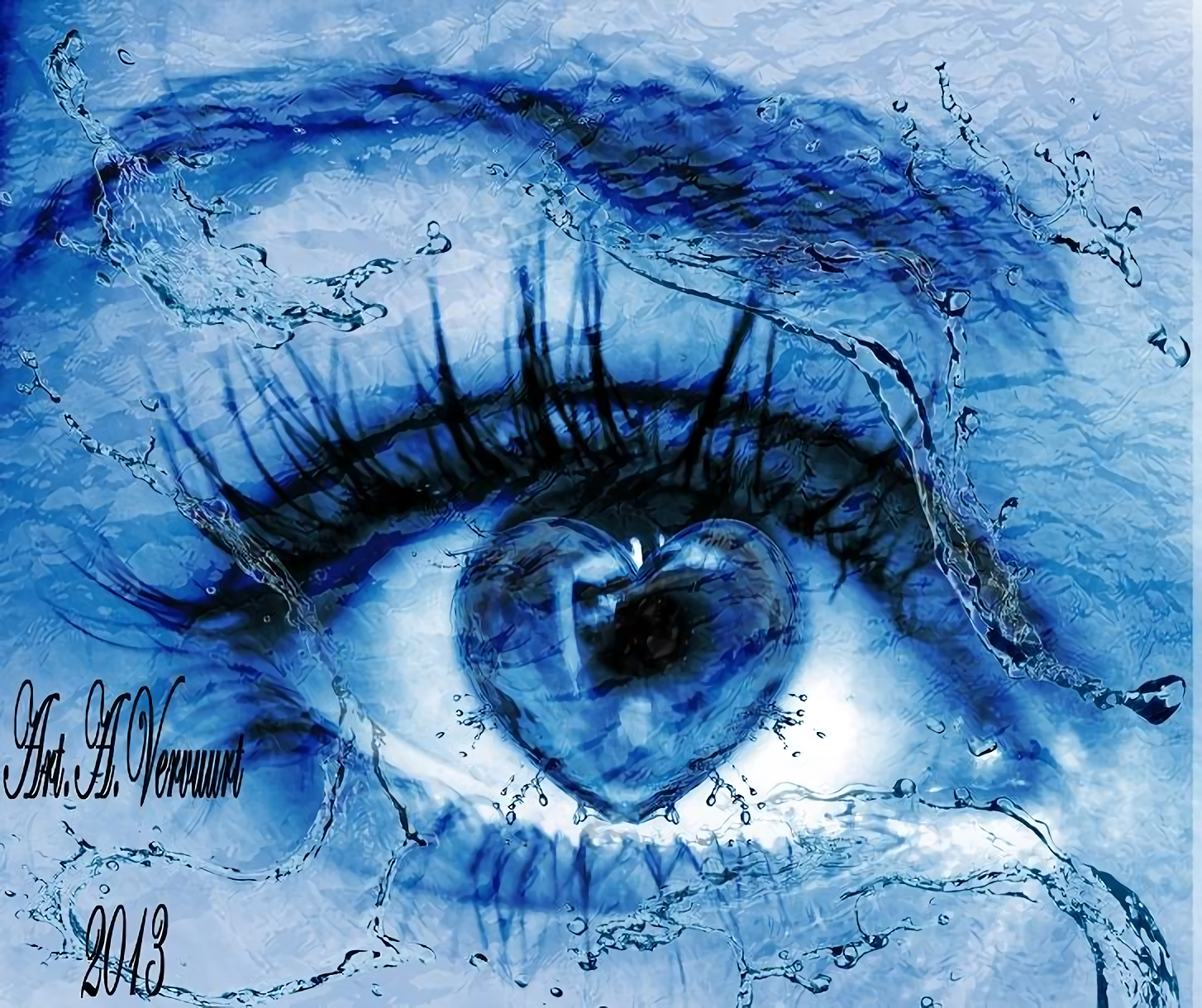 Download Heart Blue Artistic Eye Wallpaper by annemaria48