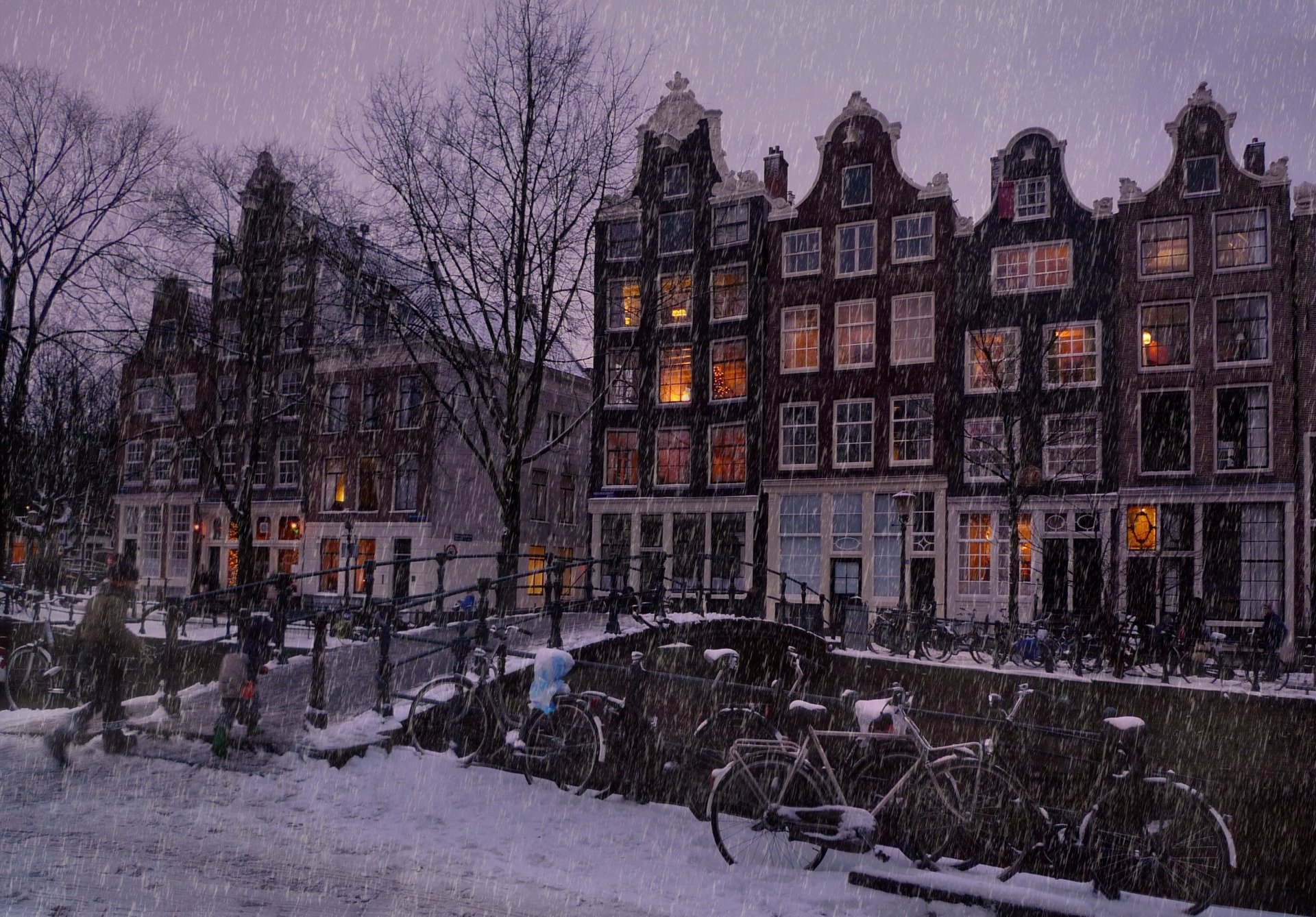 Winter Night In Amsterdam HD Wallpaper | Hintergrund | 3544x2469 | ID ...