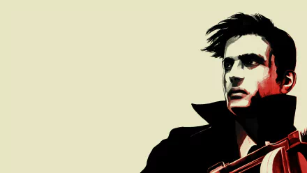 HD desktop wallpaper featuring Vito Scaletta from Mafia II holding a gun, rendered in a stylized, high-contrast design.