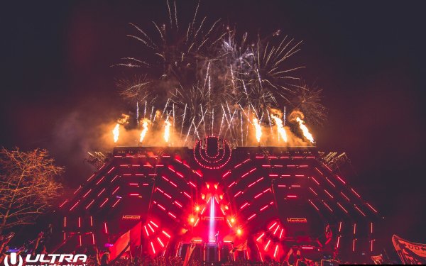 Music Hardwell DJ Ultra Music Festival Festival Miami Fireworks Night Red Crowd Robbert van de Corput HD Wallpaper | Background Image