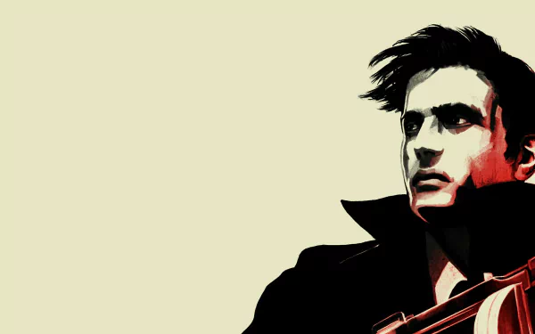 HD desktop wallpaper featuring Vito Scaletta from Mafia II holding a gun, rendered in a stylized, high-contrast design.
