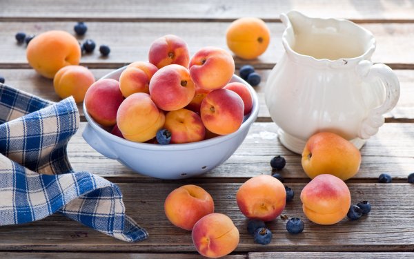 Food Peach Blueberry Fruit Still Life HD Wallpaper | Background Image