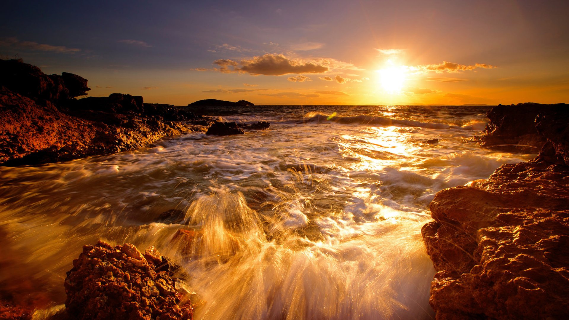 Download Horizon Sunset Sea Nature Ocean HD Wallpaper | 2880x1620 ...