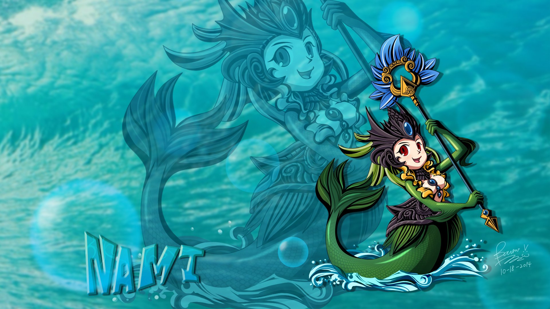 Download Nami (League Of Legends) Video Game League Of Legends HD Wallpaper by bannouneko