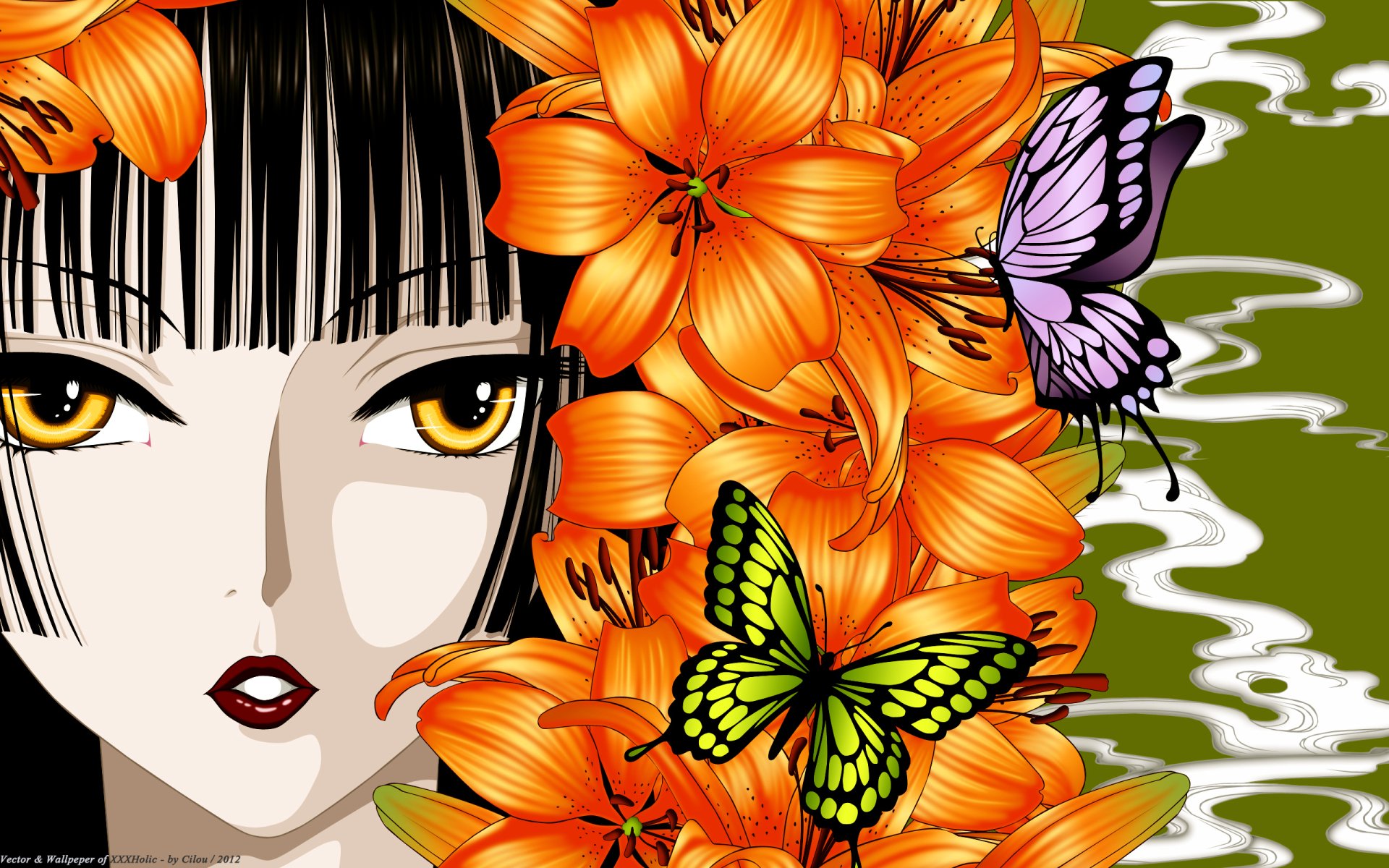 Download Yellow Eyes Yuuko Ichihara Butterfly Fantasy Anime XxxHOLiC Fantasy Anime HD Wallpaper