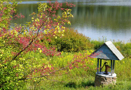  The lake, a wishingwell, and a crabapple bish