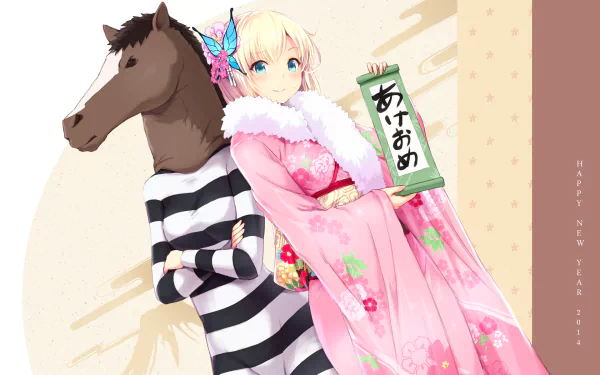 Yozora Mikazuki and Sena Kashiwazaki from Boku Wa Tomodachi Ga Sukunai are featured in this vibrant HD wallpaper, showcasing their playful expressions and festive attire.