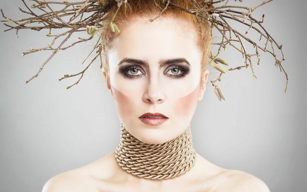 Women Artistic Model Necklace Green Eyes Redhead HD Wallpaper | Background Image